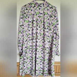 PIECES Women's Purple Long Sleeve Floral Midi Dress Size Large